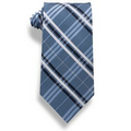 Light Blue Plaid Polyester Tie